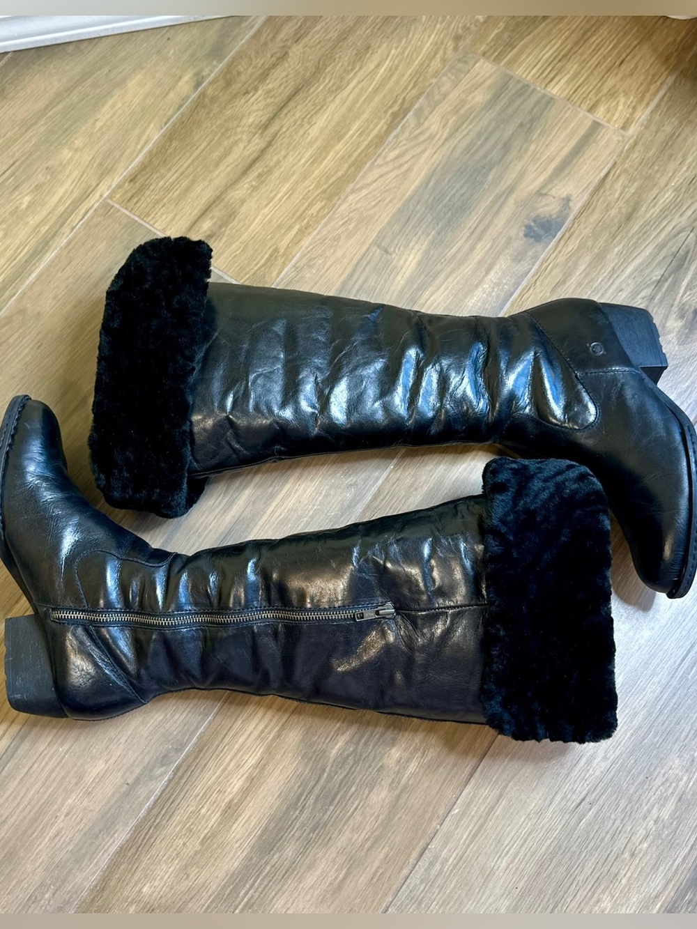 Born Aleksi Genuine Lambskin Black Leather Boots